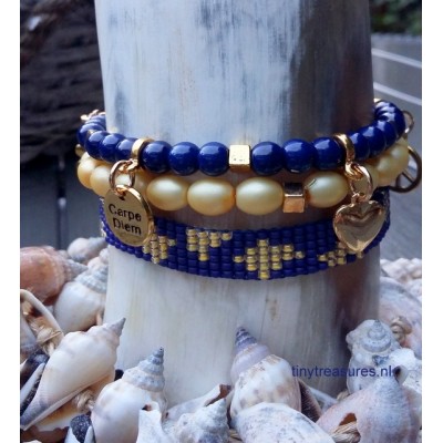 Miyuki blauw met goudgeel Miyuki blauw met goudgeel